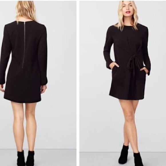 Rachel Rachel Roy Dress Womens Size 2 side tie long sleeve sheath Black Mini - Picture 1 of 12